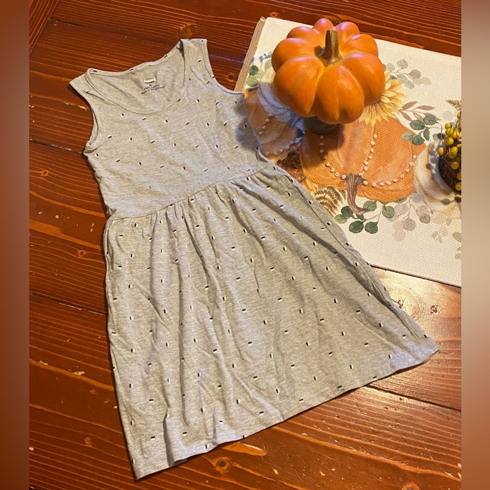 Gray sleeveless patterned dress 100% cotton